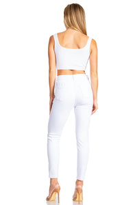 BETWEEN US 5B HIGH RISE RAYON WHITE SKINNY JEANS