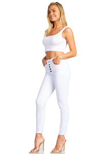 BETWEEN US 5B HIGH RISE RAYON WHITE SKINNY JEANS