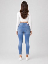 Load image into Gallery viewer, BETWEEN US 3B HIGH RISE BLUEBERRY ROLLED CUFF SKINNY JEANS