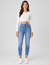 Load image into Gallery viewer, BETWEEN US 3B HIGH RISE BLUEBERRY ROLLED CUFF SKINNY JEANS