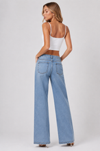 Load image into Gallery viewer, BETWEEN US LOW RISE RHINESTONE WIDE LEG JEANS