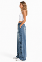 Load image into Gallery viewer, BETWEEN US HIGH RISE STAR PATCH WIDE LEG DENIM JEANS