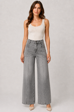Load image into Gallery viewer, BEYOND US WOMEN HIGH RISE WASHED GREY WIDE LEG DENIM JEANS