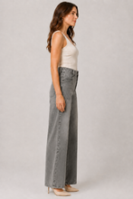 Load image into Gallery viewer, BEYOND US WOMEN HIGH RISE WASHED GREY WIDE LEG DENIM JEANS