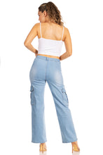 Load image into Gallery viewer, BETWEEN US HIGH RISE STRAIGHT JEANS WITH SIDE CARGO POCKETS