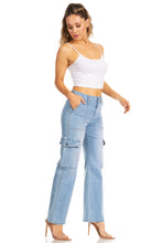 Load image into Gallery viewer, BETWEEN US HIGH RISE STRAIGHT JEANS WITH SIDE CARGO POCKETS