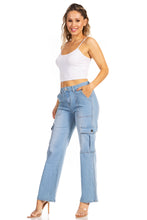 Load image into Gallery viewer, BETWEEN US HIGH RISE STRAIGHT JEANS WITH SIDE CARGO POCKETS