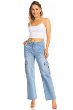 Load image into Gallery viewer, BETWEEN US HIGH RISE STRAIGHT JEANS WITH SIDE CARGO POCKETS