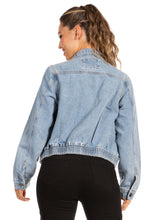 Load image into Gallery viewer, BETWEEN US PLUS JUNIOR DENIM JACKET WITH ELASTIC WAISTBAND