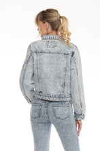 Load image into Gallery viewer, BETWEEN US Acid Wash Denim Jacket with Heart Embroidery
