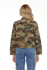 BETWEEN US Camo Denim Jacket with Front Flap Pockets