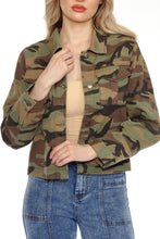 Load image into Gallery viewer, BETWEEN US Camo Denim Jacket with Front Flap Pockets