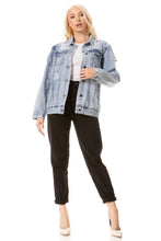 Load image into Gallery viewer, BETWEEN US PLUS SIZE DESTRUCTED MINERAL WASH DENIM JACKET
