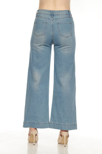 BETWEEN US WOMEN HIGH RISE WIDE LEG DENIM JEANS