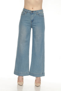 BETWEEN US WOMEN HIGH RISE WIDE LEG DENIM JEANS