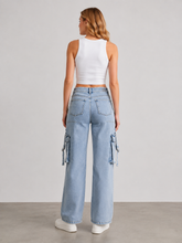 Load image into Gallery viewer, BETWEEN US HIGH RISE STRAIGHT JEANS WITH SIDE CARGO POCKETS