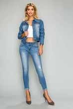 Load image into Gallery viewer, BETWEEN US PLUS SIZE MD Blue Cropped Basic Denim Jacket