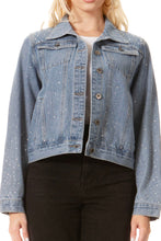 Load image into Gallery viewer, BETWEEN US PLUS SIZE ALL OVER RHINESTONE EMBELLISHED DENIM JACKET