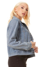 Load image into Gallery viewer, BETWEEN US ALL OVER RHINESTONE EMBELLISHED DENIM JACKET