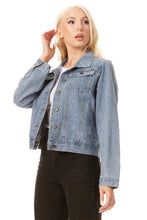 Load image into Gallery viewer, BETWEEN US ALL OVER RHINESTONE EMBELLISHED DENIM JACKET