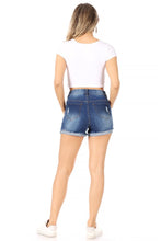 Load image into Gallery viewer, BETWEEN US High Rise Destructed Rolled Cuff Denim Shorts