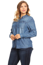 Load image into Gallery viewer, BETWEEN US PLUS SIZE Long Sleeve Staple Lyocell Shirt