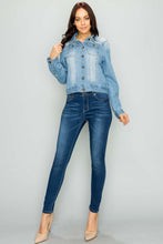 Load image into Gallery viewer, Between Us Light Blue Cropped Basic Denim Jacket