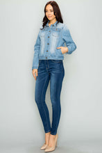 Load image into Gallery viewer, Between Us Light Blue Cropped Basic Denim Jacket