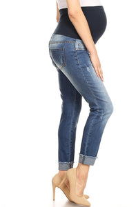 BETWEEN US Maternity Roll Cuff MD Blue Skinny Jeans