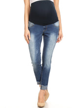 Load image into Gallery viewer, BETWEEN US Maternity Roll Cuff MD Blue Skinny Jeans